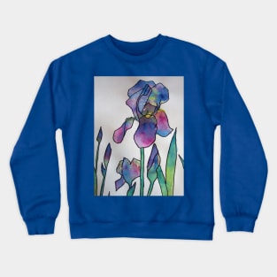 Purple Rainbow Iris Watercolor Painting Crewneck Sweatshirt